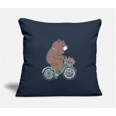 Bear Biking Mountain Bike Bicycle Cycling Gift Navy Pillow